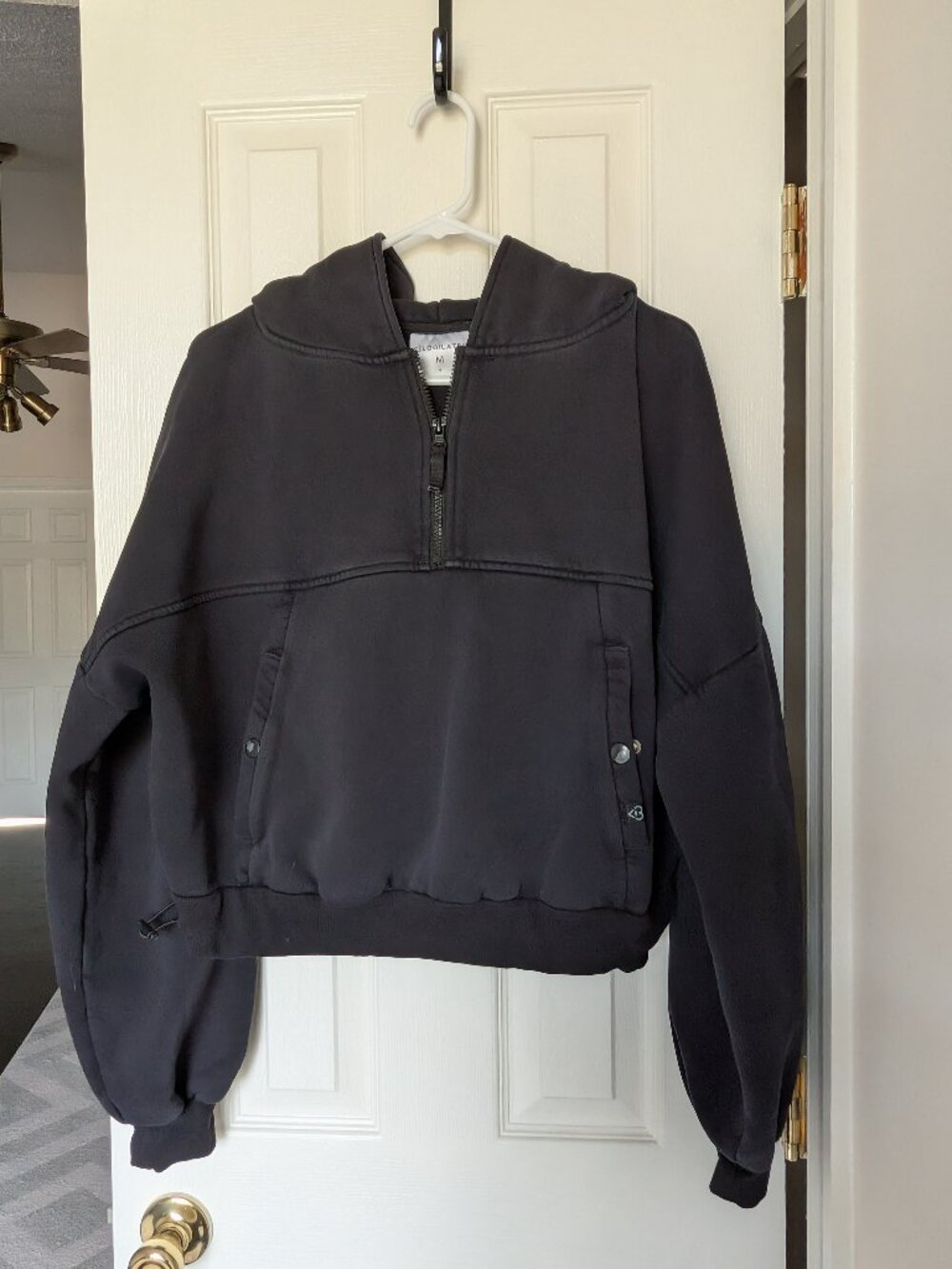 Blogilates Dark Charcoal Marshmallow Half-Zip Hoodie | Size Medium